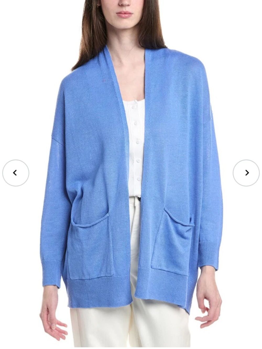 Eileen Fisher Merino Wool Cardigan Sky Blue Open Front Women's PS Lightweight
